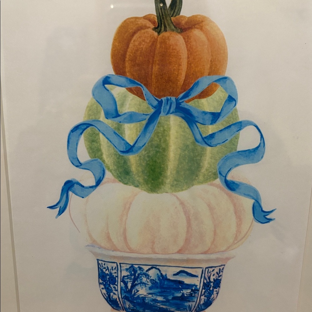 Framed Pumpkin Trio chinoiserie Art Print - Picture 2 of 7